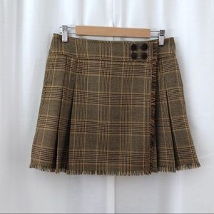 J. Crew brown glen plaid wool kilt miniskirt 6
